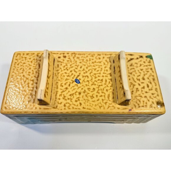 Footed Ikebana Dish Planter Japanese Drip Glaze Mid Century MCM Atomic Retro - Picture 16 of 16